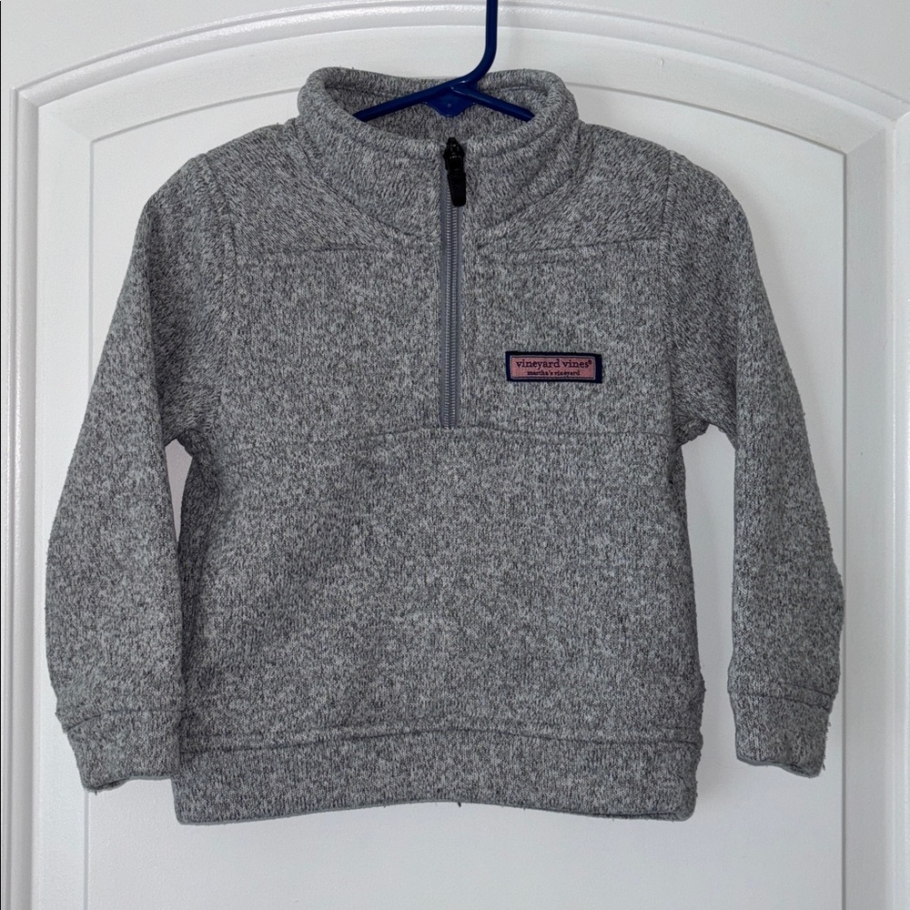 Vineyard Vines Kids Gray Heather Quarter-Zip Pullover